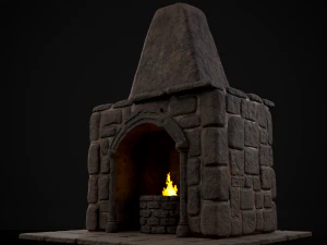 Medieval Mud Stone Fireplace 3D 3D Model