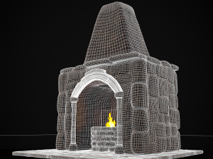Medieval Mud Stone Fireplace 3D Modelo 3D