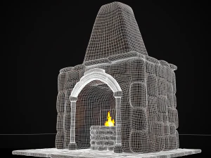Medieval Mud Stone Fireplace 3D 3D Model