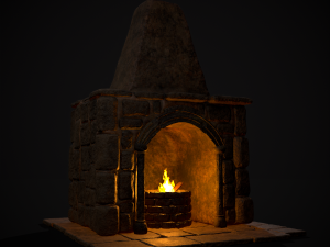 Medieval Mud Stone Fireplace 3D Modelo 3D