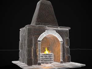 Medieval Mud Stone Fireplace 3D Modelo 3D