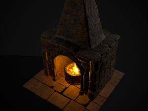 Medieval Mud Stone Fireplace 3D Modelo 3D