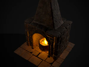 Medieval Mud Stone Fireplace 3D 3D Model