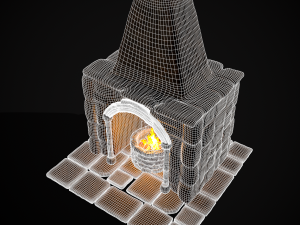 Medieval Mud Stone Fireplace 3D Modelo 3D