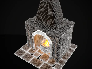 Medieval Mud Stone Fireplace 3D 3D Model