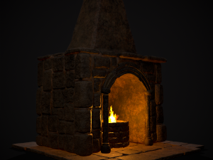 Medieval Mud Stone Fireplace 3D Modelo 3D