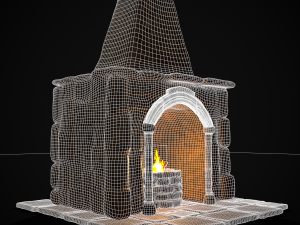 Medieval Mud Stone Fireplace 3D Modelo 3D