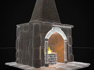Medieval Mud Stone Fireplace 3D 3D Model