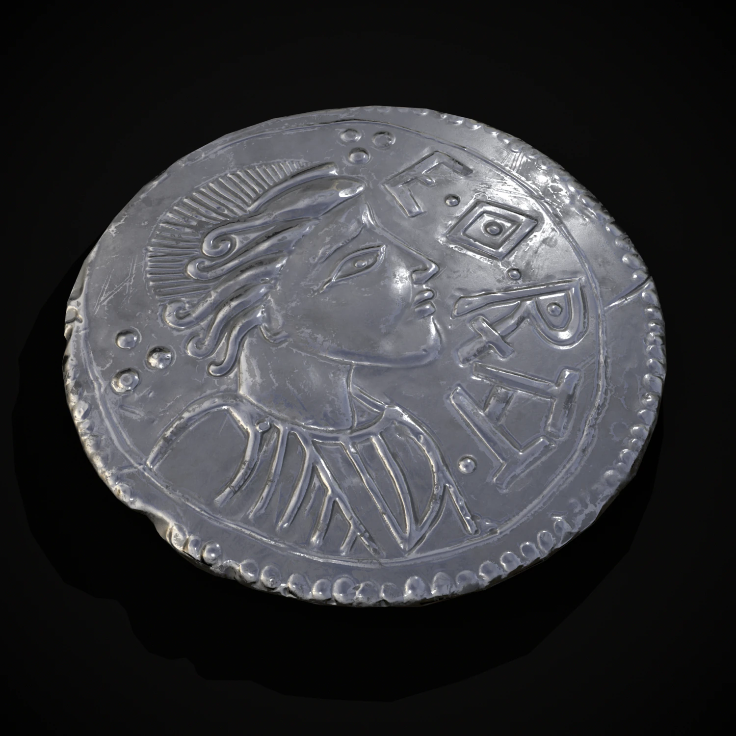 Silver Penny Of Cynethryth 3D Model .c4d .max .obj .3ds .fbx .stl .blend 