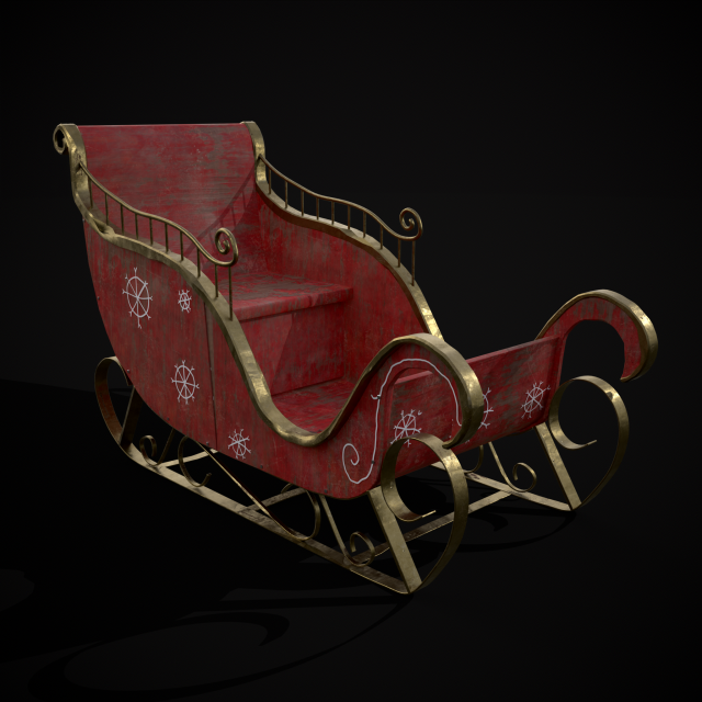 Childrens Red Winter Sleigh model 3Dモデル .c4d .max .obj .3ds .fbx .stl .blend 