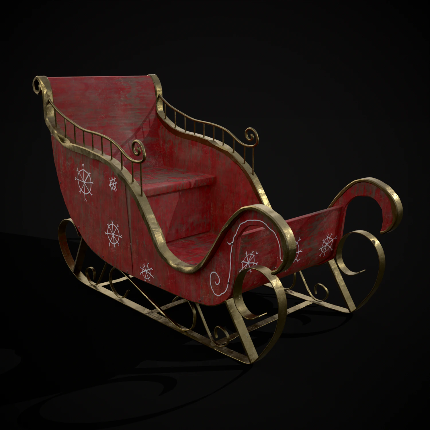 Childrens Red Winter Sleigh model 3D Model .c4d .max .obj .3ds .fbx .stl .blend 