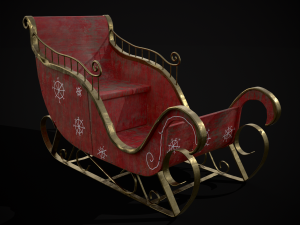 Childrens Red Winter Sleigh model 3Dモデル