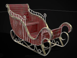Childrens Red Winter Sleigh model 3D Model