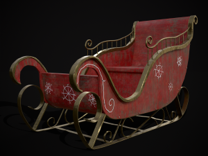 Childrens Red Winter Sleigh model 3Dモデル