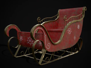Childrens Red Winter Sleigh model 3D Model