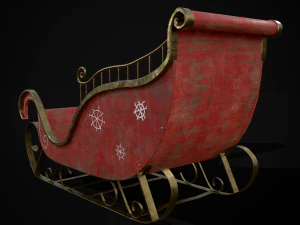 Childrens Red Winter Sleigh model 3D Model