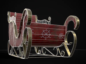Childrens Red Winter Sleigh model 3D Model