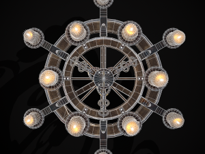 Rustic Medieval Wooden Candle Chandelier model 3D मॉडल