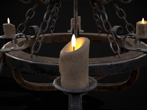 Rustic Medieval Wooden Candle Chandelier model 3D मॉडल