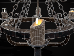 Rustic Medieval Wooden Candle Chandelier model 3D मॉडल