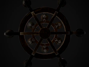 Rustic Medieval Wooden Candle Chandelier model 3D Model