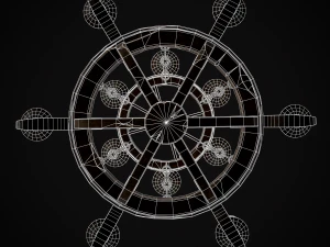 Rustic Medieval Wooden Candle Chandelier model 3D Model