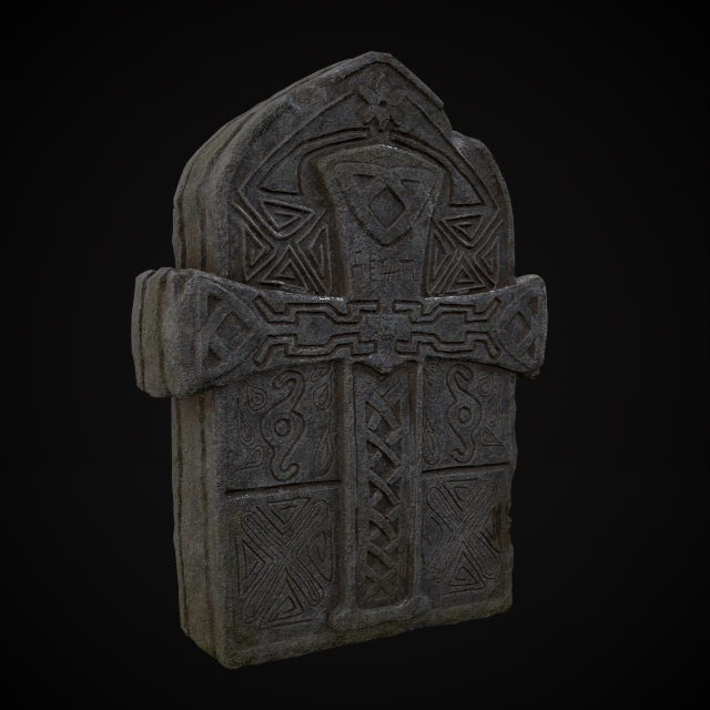 Knotted Engraved Cross Standard Gravestone Modelo 3D .c4d .max .obj .3ds .fbx .stl .blend 