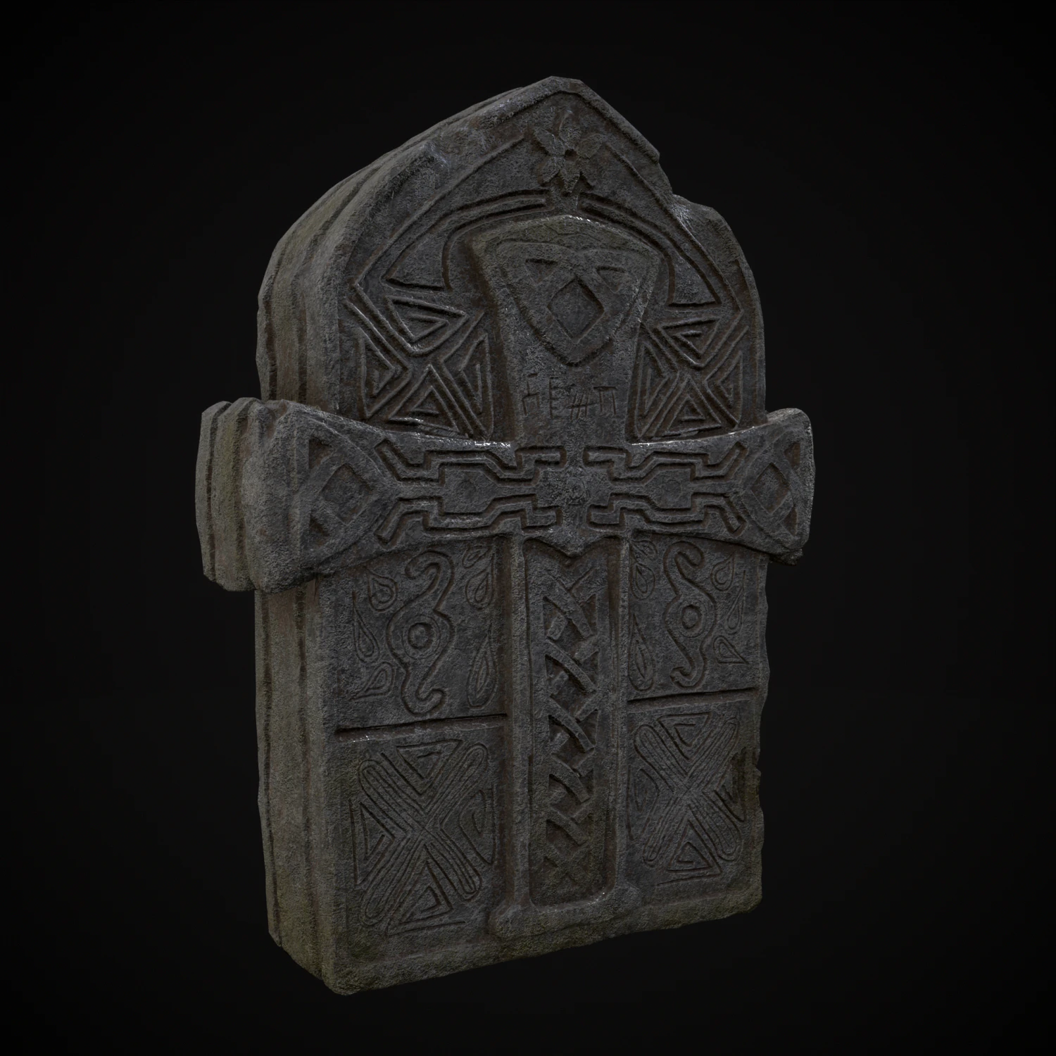 Knotted Engraved Cross Standard Gravestone 3D Model .c4d .max .obj .3ds .fbx .stl .blend 