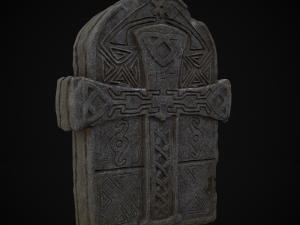 Knotted Engraved Cross Standard Gravestone Model 3D