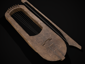 Worn Medieval Lyre 3D Model