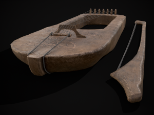 Worn Medieval Lyre 3D Модель