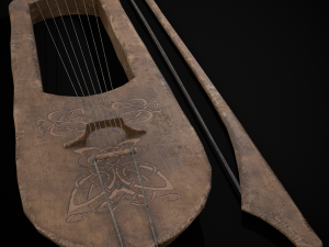 Worn Medieval Lyre 3D Модель