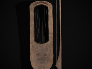 Worn Medieval Lyre 3D Модель