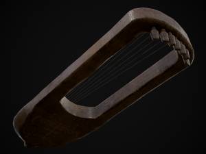 Worn Medieval Lyre 3D Модель