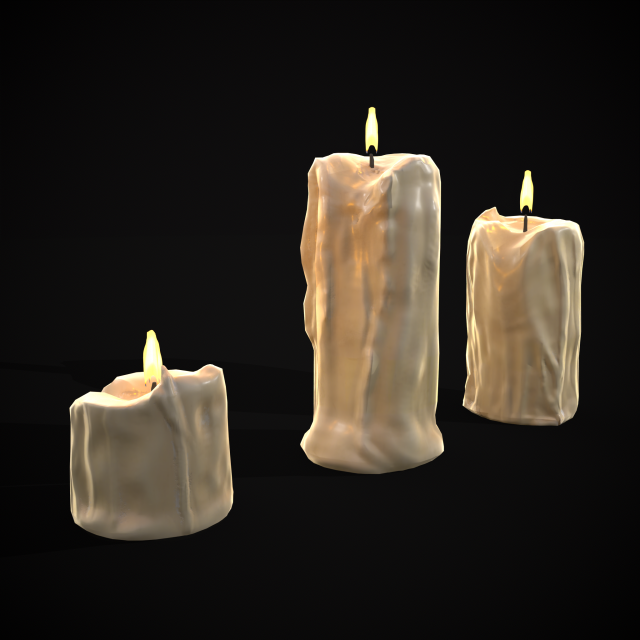 Old Melted Candles 3D 모델 .c4d .max .obj .3ds .fbx .stl .blend 