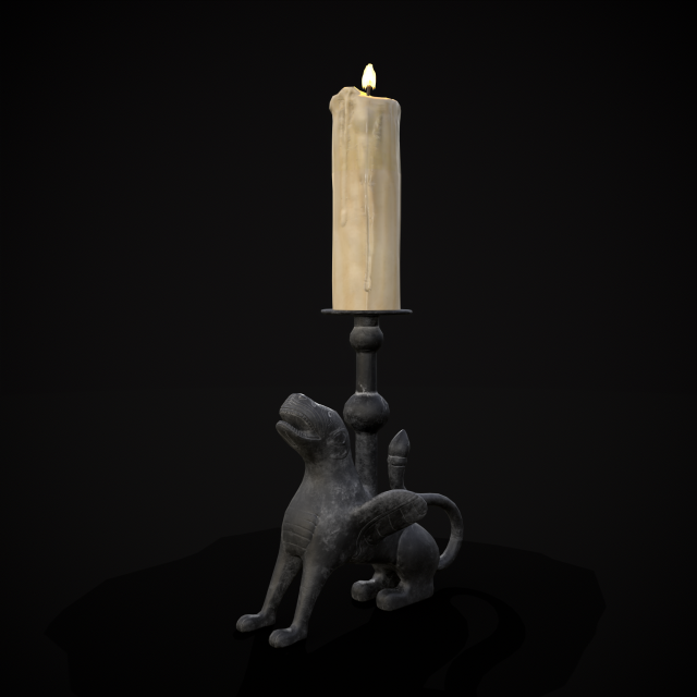 Bronze Chimera Candlestick 3D मॉडल .c4d .max .obj .3ds .fbx .stl .blend 