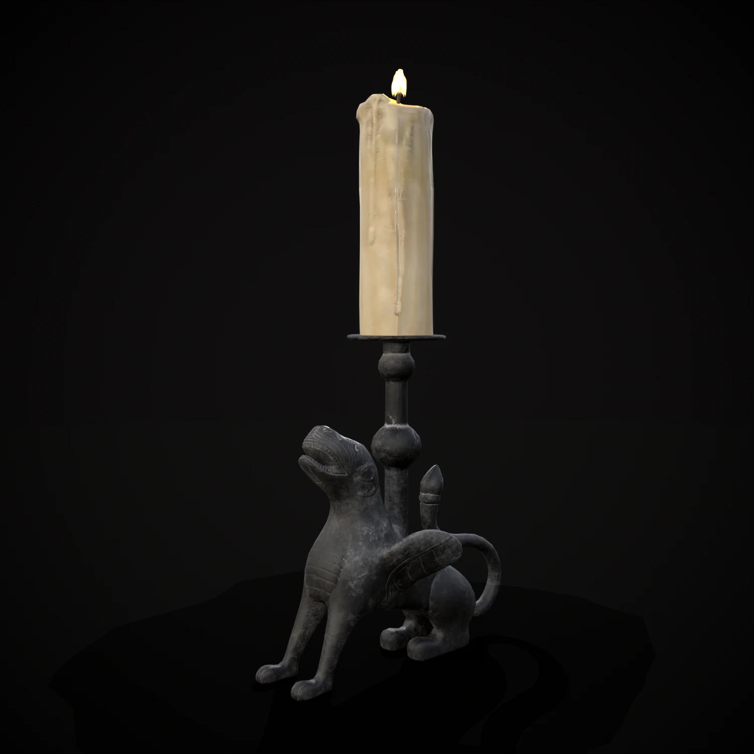 Bronze Chimera Candlestick 3D Model .c4d .max .obj .3ds .fbx .stl .blend