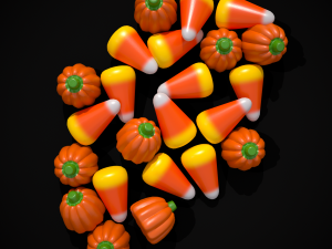 Halloween Candy Corn and Pumpkins 3D Model