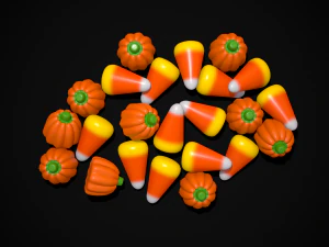 Halloween Candy Corn and Pumpkins 3D Model