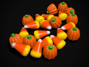 Halloween Candy Corn and Pumpkins 3D Model