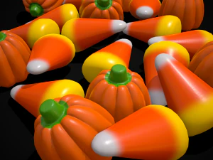 Halloween Candy Corn and Pumpkins 3D Model