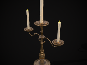 Ornamented Three Point Candelabra Model 3D