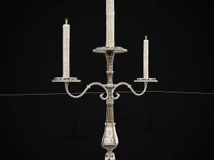 Ornamented Three Point Candelabra 3D Model