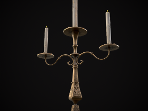 Ornamented Three Point Candelabra Model 3D