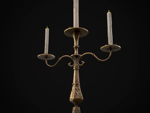 Ornamented Three Point Candelabra 3D Model