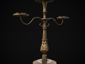 Ornamented Three Point Candelabra Model 3D