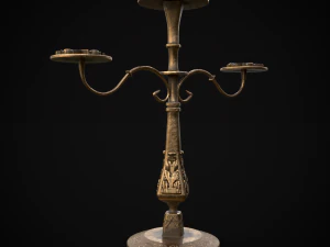 Ornamented Three Point Candelabra 3D Model