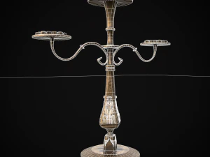 Ornamented Three Point Candelabra 3D Model