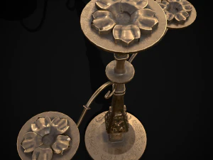 Ornamented Three Point Candelabra 3D Model
