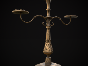 Ornamented Three Point Candelabra Model 3D